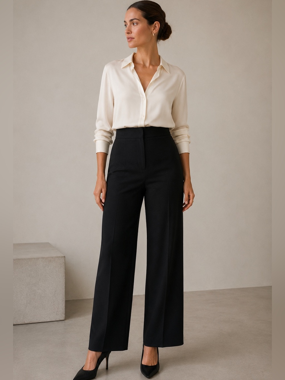 By Malene Birger Illisana Black High Waist Wool Blend Trousers Size US 6